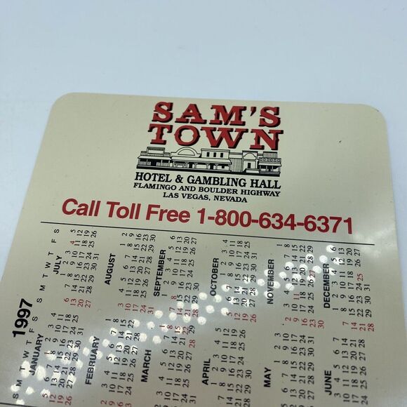 Sams Town Gold River Hotel Gambling Hall Casino Souvenir 1995 Calendar & Matches - Picture 13 of 13